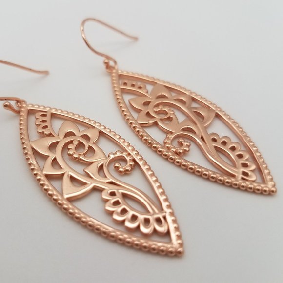 Rose Gold Plated Silver Earring (Fine Jewelry) - Picture 3 of 4